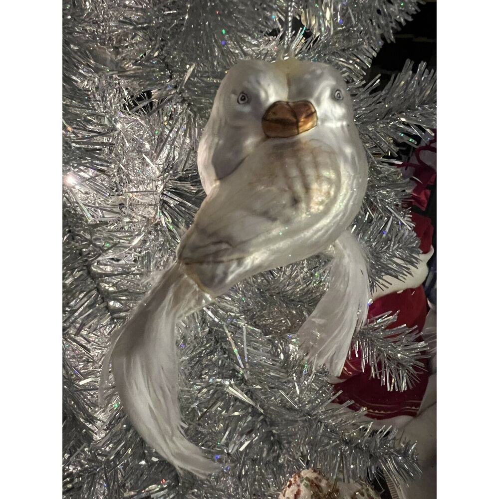 Nordstrom At Home 2 White Love With Birds Feather’s Ornament Made in Poland